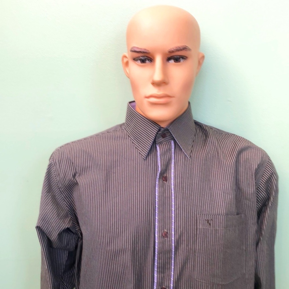 Valentino  Authentic Men's Black Pinstripe Shirt Size M